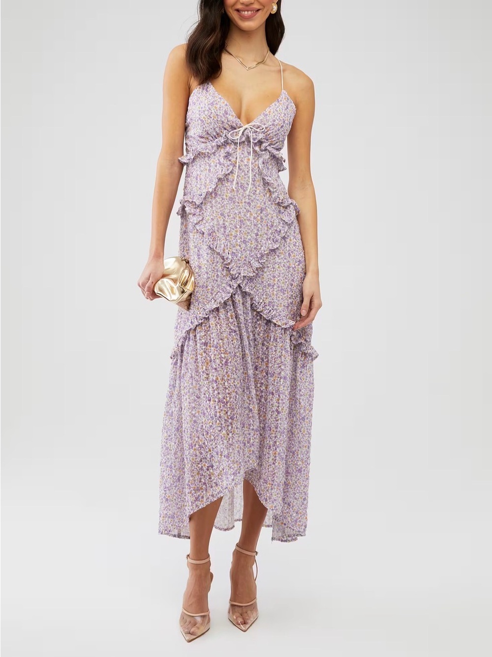For Love & Lemons Cottagecore Coquette Fairy Romantic ruffle Cayne maxi dress